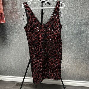Zara - Sparkly Black and Red Cheetah Print Dress